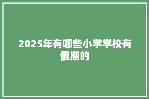 2025年有哪些小学学校有假期的 书信范文