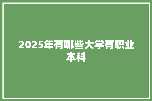 2025年有哪些大学有职业本科