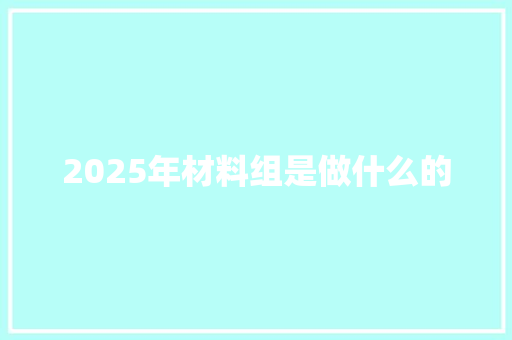 2025年材料组是做什么的 工作总结范文