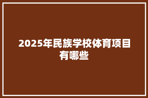 2025年民族学校体育项目有哪些