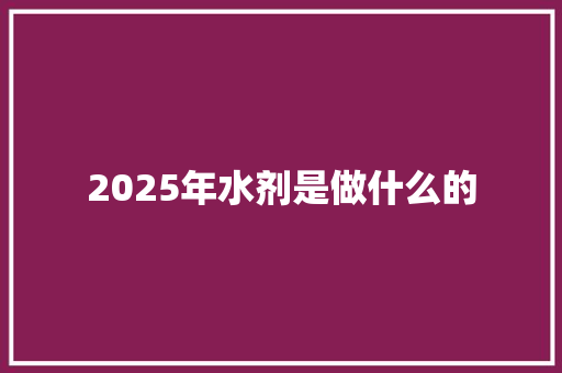 2025年水剂是做什么的 论文范文