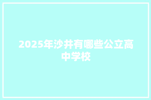 2025年沙井有哪些公立高中学校