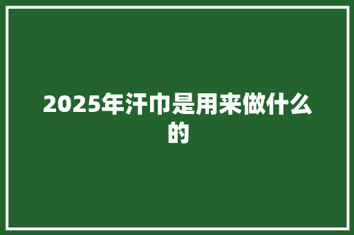 2025年汗巾是用来做什么的