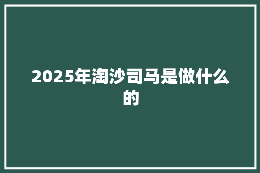 2025年淘沙司马是做什么的 生活范文