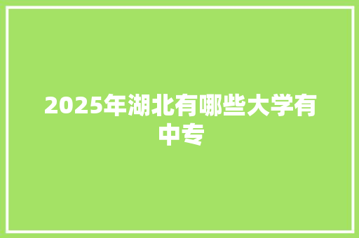 2025年湖北有哪些大学有中专