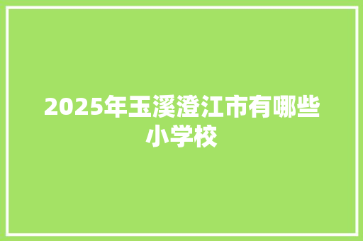 2025年玉溪澄江市有哪些小学校 综述范文