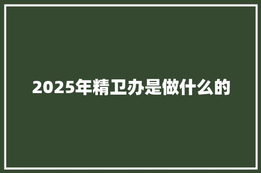 2025年精卫办是做什么的