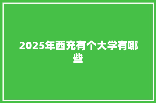 2025年西充有个大学有哪些