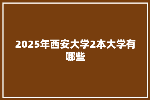 2025年西安大学2本大学有哪些