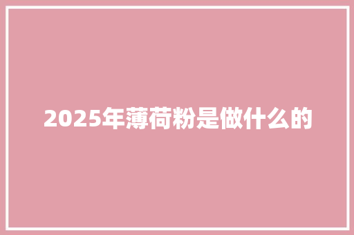 2025年薄荷粉是做什么的