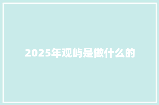 2025年观屿是做什么的