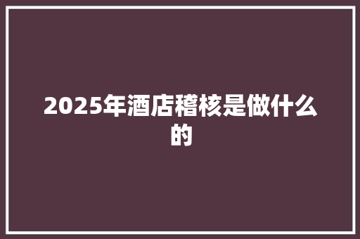 2025年酒店稽核是做什么的