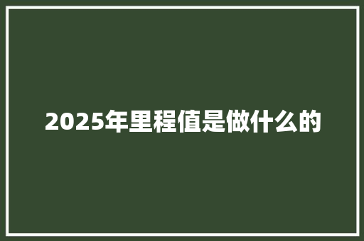 2025年里程值是做什么的