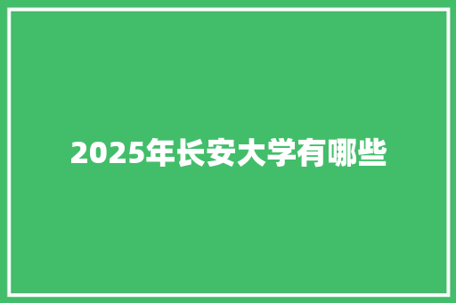 2025年长安大学有哪些