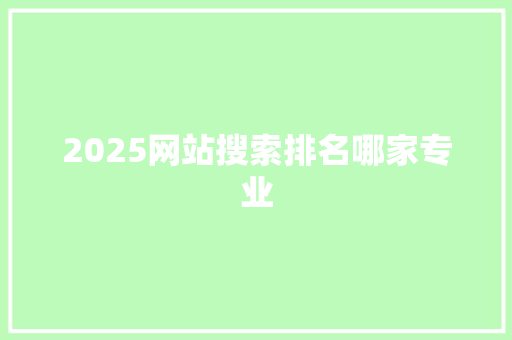 2025网站搜索排名哪家专业