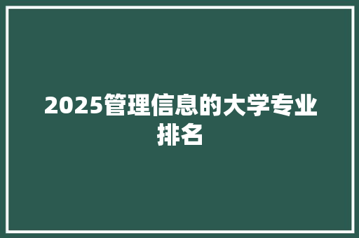 2025管理信息的大学专业排名