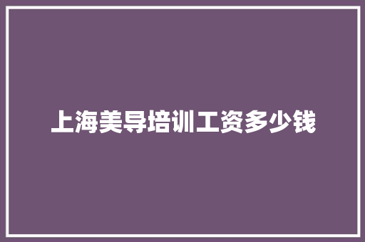 上海美导培训工资多少钱