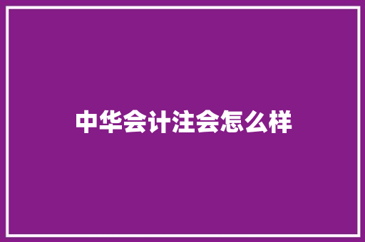 中华会计注会怎么样