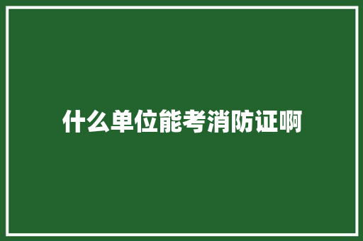 什么单位能考消防证啊