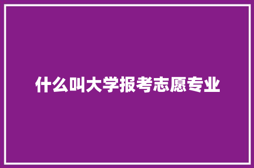 什么叫大学报考志愿专业