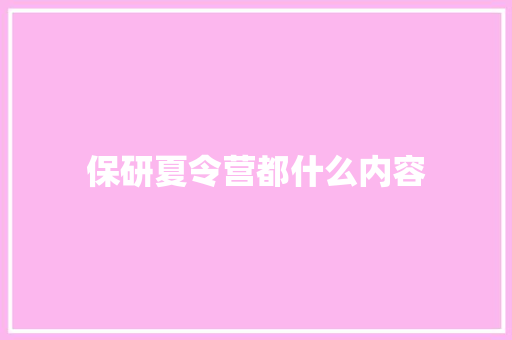 保研夏令营都什么内容