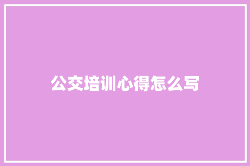 公交培训心得怎么写