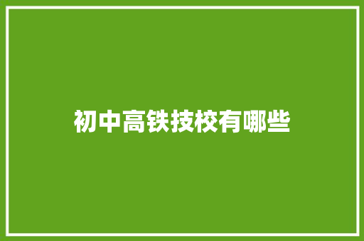 初中高铁技校有哪些