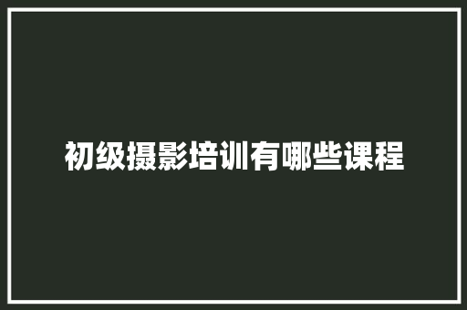 初级摄影培训有哪些课程