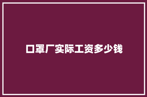 口罩厂实际工资多少钱 生活范文