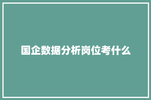 国企数据分析岗位考什么 申请书范文