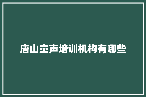 唐山童声培训机构有哪些