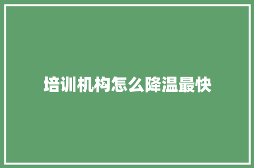 培训机构怎么降温最快 工作总结范文