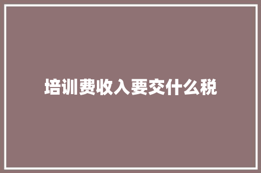 培训费收入要交什么税 工作总结范文