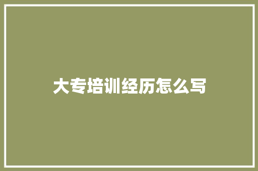 大专培训经历怎么写 商务邮件范文