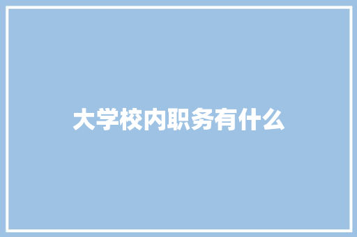 大学校内职务有什么