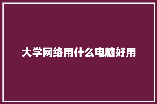 大学网络用什么电脑好用