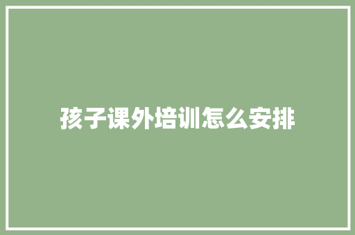 孩子课外培训怎么安排 会议纪要范文