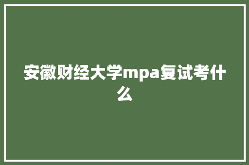 安徽财经大学mpa复试考什么