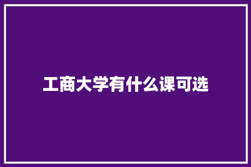 工商大学有什么课可选