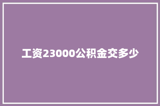 工资23000公积金交多少