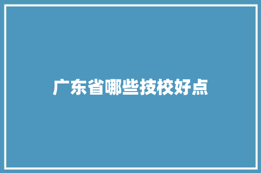 广东省哪些技校好点 工作总结范文