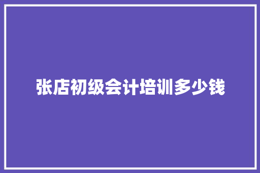 张店初级会计培训多少钱