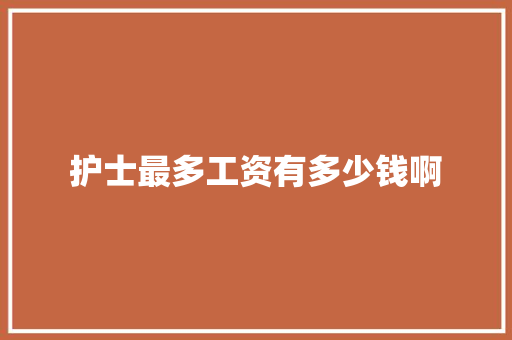 护士最多工资有多少钱啊 书信范文