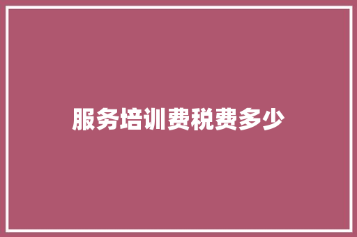 服务培训费税费多少 演讲稿范文