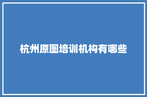 杭州原图培训机构有哪些 生活范文