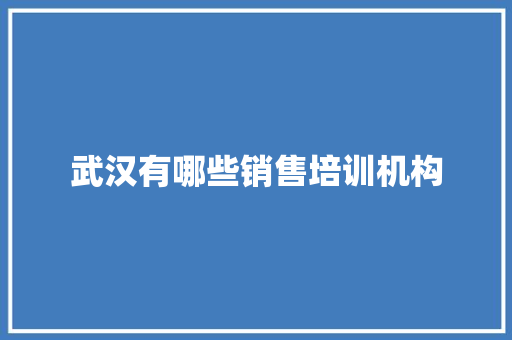 武汉有哪些销售培训机构