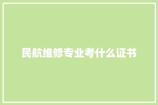 民航维修专业考什么证书