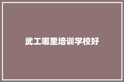 武工哪里培训学校好