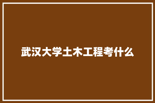 武汉大学土木工程考什么