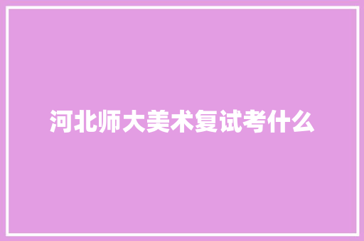 河北师大美术复试考什么